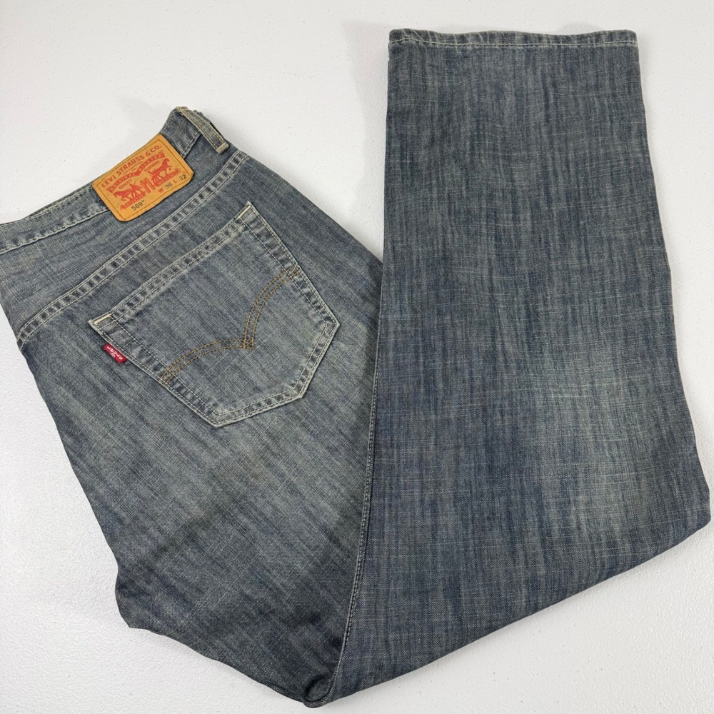 Levis 569 Loose Straight Leg Jeans Mens 36x32 Blue Denim Relaxed Fit 00569-0133